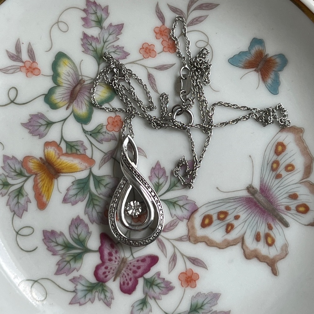 Heartbeat Necklace Genuine Diamond Accent  SK9 platinum over sterling silver